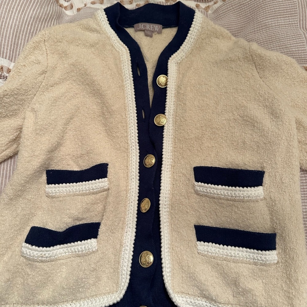 J crew cream button up cardigan size small